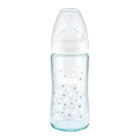 Бутылочка NUK стеклянная с латексной соской 0-6 месяцев в коробке 240мл
