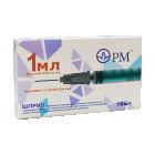 Шприц "РМ" 1мл инсул.0,45х12,0мм TW трехдетальный Луэр