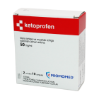 Ketoprofen 50 mg/2 ml № 10 eritmasi tomir ichiga va tomir ichiga yuboriladi