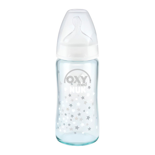 product-Silikon nipelli NUK shisha butilkasi 0-6 oylik qutida 240ml