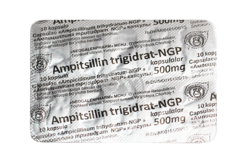 product-Ampitsillin trihidrat-NGP 500 mg № 10 kapsulalar