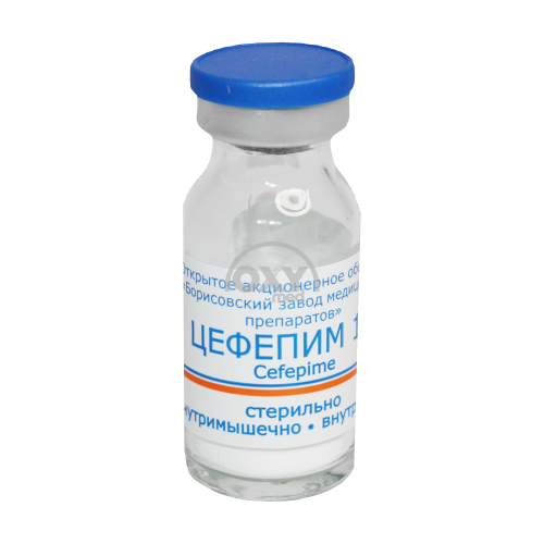 product-Sefepim 1,0g №1 vena ichiga va mushak ichiga yuborish uchun eritma tayyorlash uchun kukun.