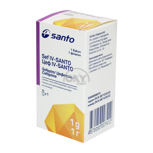 product-Cef IV-SANTO (Cefepime) 1 g in'ektsiya uchun eritma tayyorlash uchun kukun