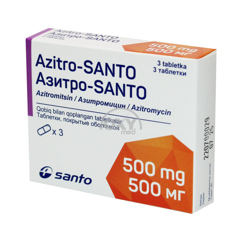 product-Азитро-Santo 500мг №3 табл.