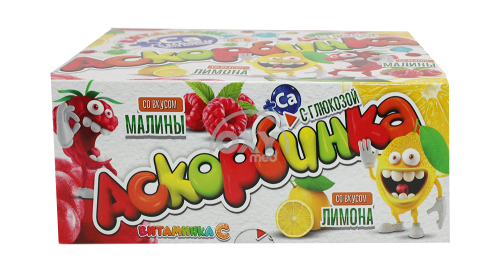 product-Аскорбиновая кислота с глюкозой "Vitaminka-C" +Ca 1,4 г №12*30 лимон/малина