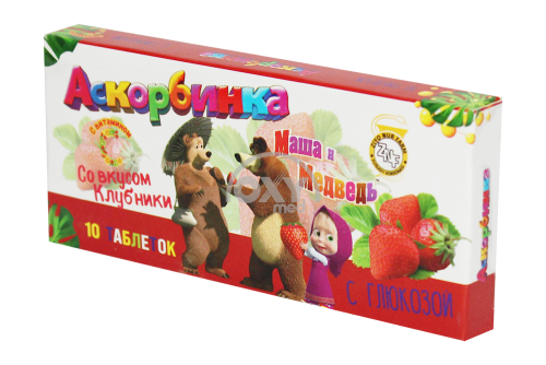 product-Аскорбиновая кислота с глюкозой 1 г №10 таблетки Клубника