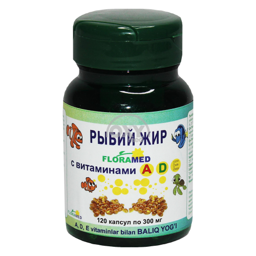 product-Baliq yog'i 0,3 g vitamin A.D.E No 120 qopqoq bilan.