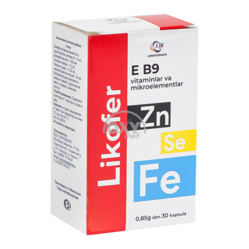 product- Likofer vitamin E, B9, Fe, Zn, Se 0,85 g No 30 qopqoqli