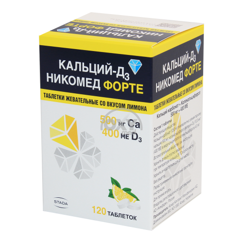 product-Kaltsiy-D3 Nycomed Forte 500 mg + 400 IU № 120 tabletka, limon