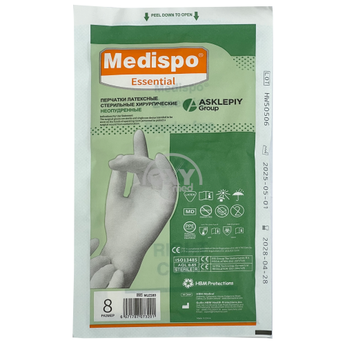 product-Перчатки хирургические стерильные латексные неоп."Medispo Essential" р.8