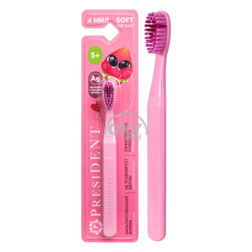 product-Зубная щетка детская PRESIDENT 5+ мягкая