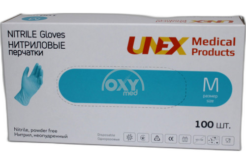 Перчатки нитрил. мед. н/с. н/опуд.синие. р.М №100 от Unex - купить в ...