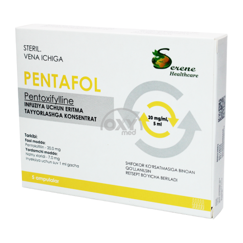 product-Pentafol 20 mg/ml 5 ml No 5 d/i eritmasi.
