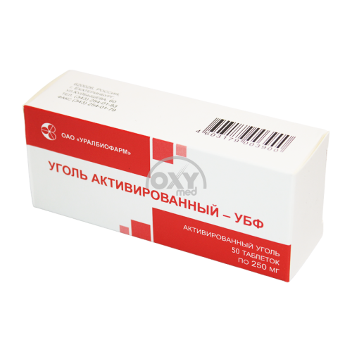 product-Faollashgan uglerod-UBF 250 mg № 50 tabletkalari