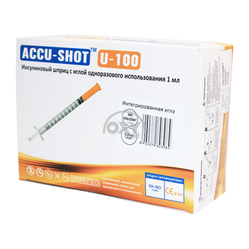 product-Шприц инсулиновый ACCU SHOT U-100 1 мл 30Gх15/64