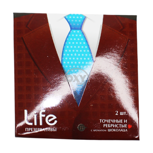 product-Prezervativlar Life No 2 nuqtali va qovurg'ali shokolad