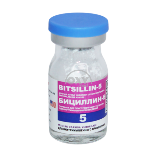 product-Mushak ichiga yuborish uchun suspenziyani tayyorlash uchun Bicillin-5 № 1 kukuni