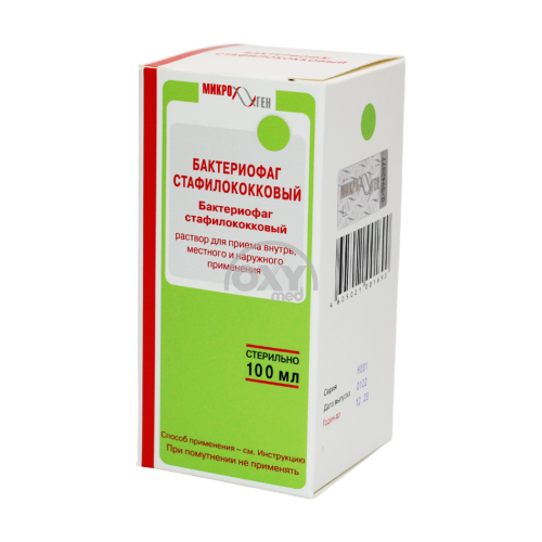 product-Bakteriofagli stafilokokkning 100ml eritmasi d/p/og'iz orqali