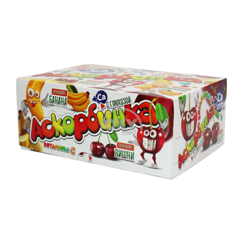product-Аскорбиновая кислота с глюкозой "Vitaminka-C" +Ca 1,4 г №12*30 вишня/банан
