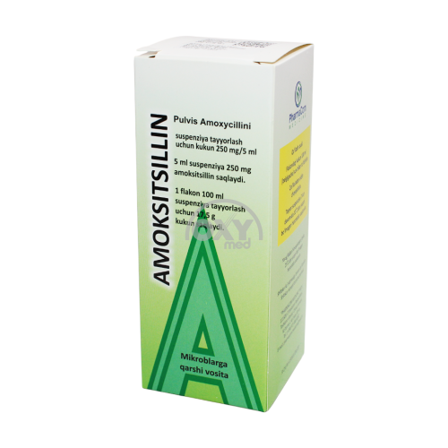 product-Amoksitsillin 250 mg/5ml 100ml teshiklar. d/preg.suspension