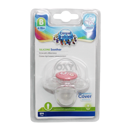 product-Соска-пустышка "Canpol" силиконовая 6-18 месяцев с колпачком