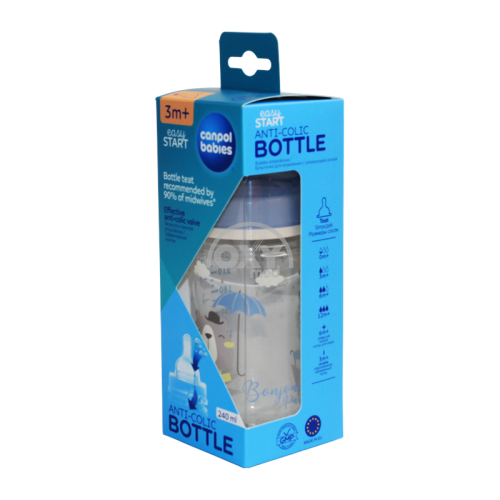 product-Бутылочка антиколиковая "Canpol" Bonjour голубая 240 мл