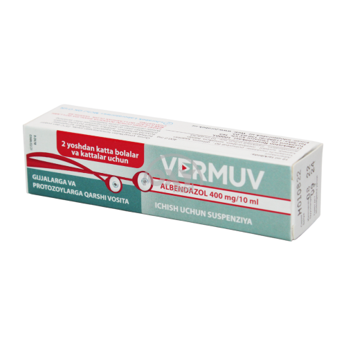 product-Vermuv 400 mg/10 ml 10 ml suspenziya. d/og'iz orqali qabul qilish