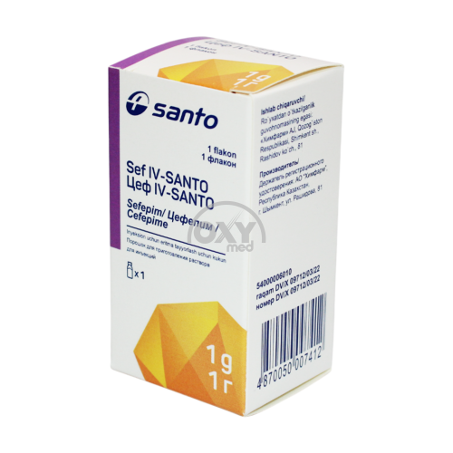 product-Cef IV-SANTO (Cefepime) 1 g in'ektsiya uchun eritma tayyorlash uchun kukun