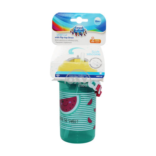 product-Silikon naychali (pushti) 12m+400ml Canpol ho'ltiriladigan stakan