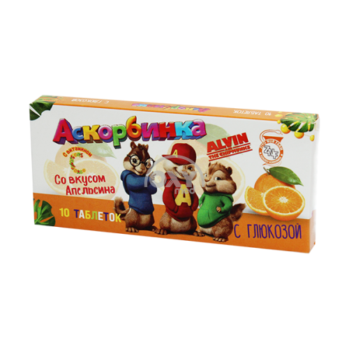 product-Аскорбиновая кислота с глюкозой 1 г №10 таблетки Апельсин