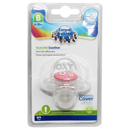 product-Соска-пустышка "Canpol" силиконовая 6-18 месяцев с колпачком