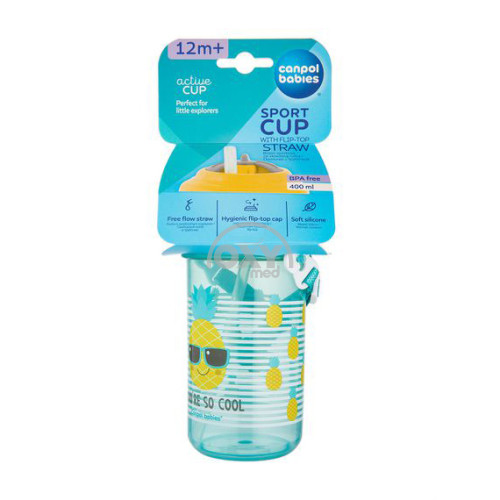 product-Поильник Canpol с силиконовым носиком-трубочкой (желтый) 12+ месяцев 400 мл